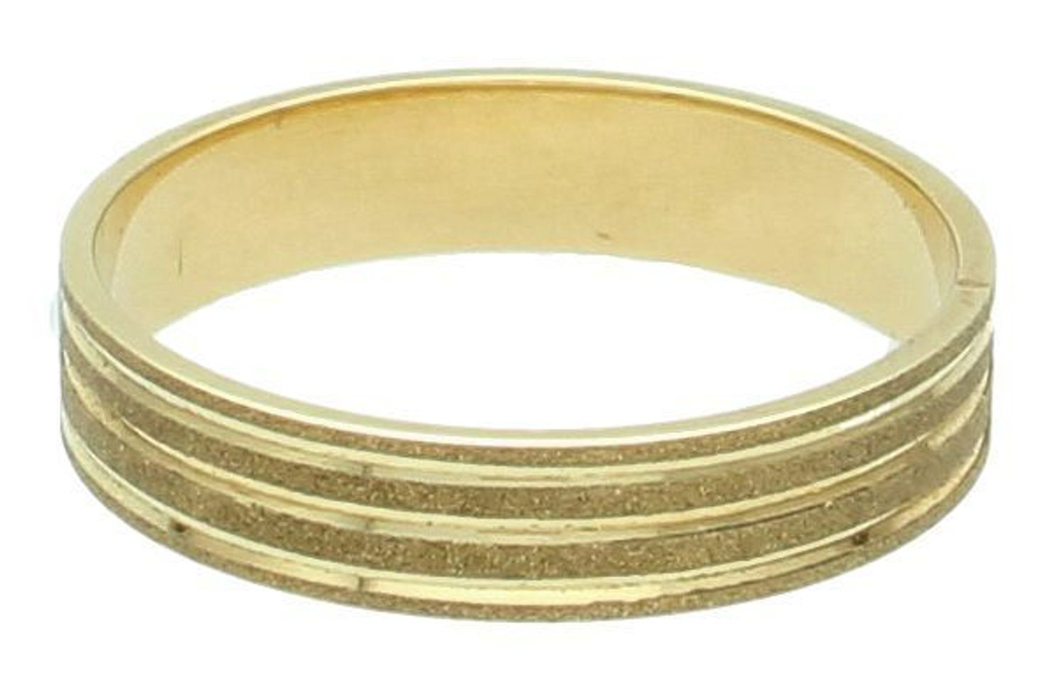 Złota obrączka damska piaskowana w paski 4 mm  Złoto 585  Rozmiar 15.jpg